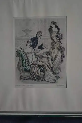Radierung, Plauderei, unbek. Künstler, dat.1810
