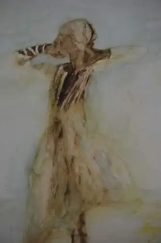 Alrun Illig, Aquarell, polychrom,Mädchen, ca. 1984,schwarz  gerahmt,signiert