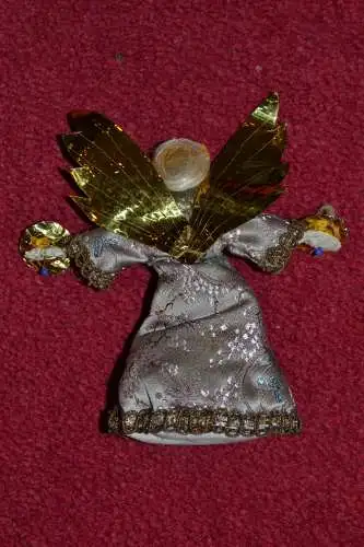 Rauschgoldengel, Weihnachtsengel, Papier, Stoff und Wachs, fünfziger Jahre