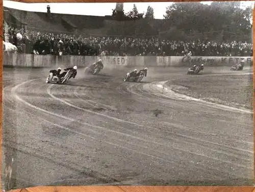 Photographie Seitenwagen-Sandbahnrennen, ca. 1960, wohl v. Heidrun Reindl-Keller