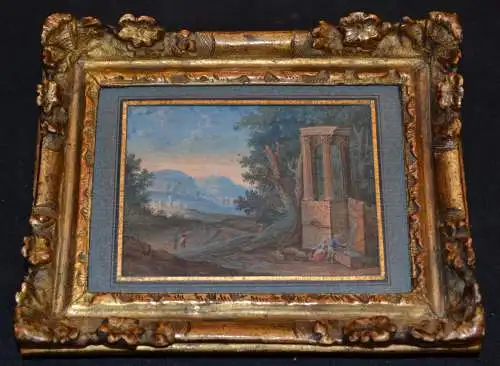 Gouache,Frankreich um 1760, italienische Landschaft mit Ruine.