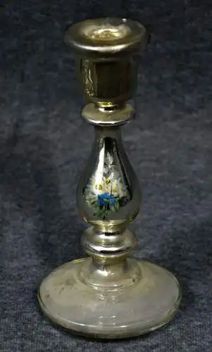 Bauernsilber, Glas, Kerzenleuchter, Mitte 19 Jh.