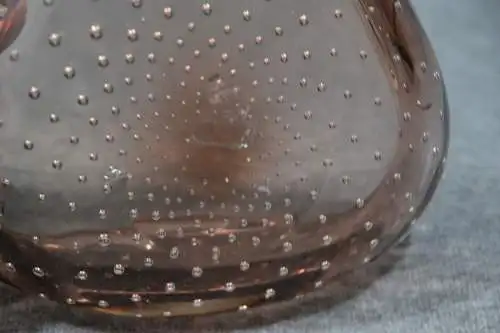 Glas, Aschenbecher,  getönt, Kristallglas mit Lufteinschlüssen,wohl Murano