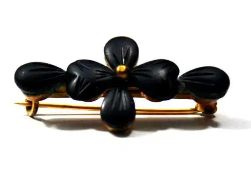  Jett, Gagatschmuck, Trauerschmuck, Brosche
