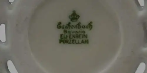 Porzellan, Brosche, Rand versilbert, Eschenbach, Elfenbein-Porzellan