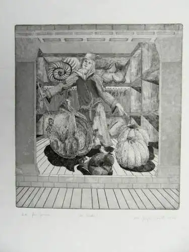 Grafik,Radierung,Hans Jürgen Schall,"Der Spieler" gew. Jessica Swanson