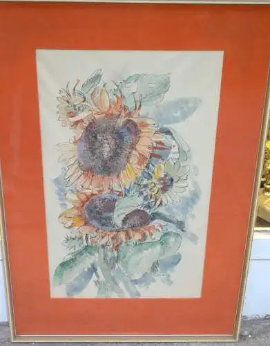 Aquarell, Sonnenblumen,sign. Wolf Thaler, gerahmt, 76,6 x 51,8 cm