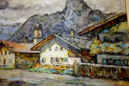 Zeichnung,Pastellkreide,Garmisch,Curt Ziegra,1943,auf Pappe gezeichnet