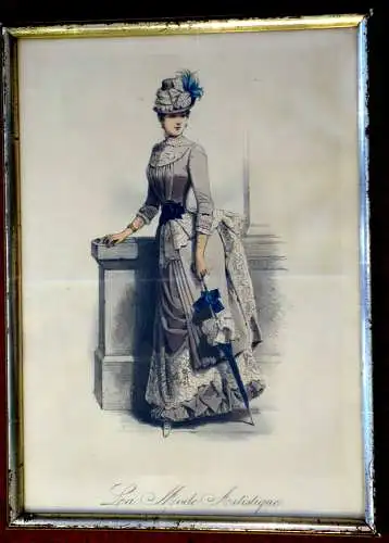 Stahlstich,koloriert, Damenmode, ca 1870.La Mode Artistique