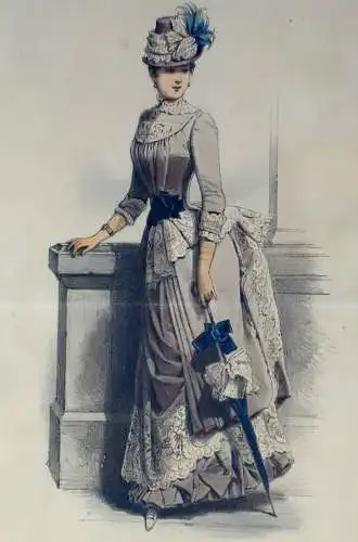 Stahlstich,koloriert, Damenmode, ca 1870.La Mode Artistique