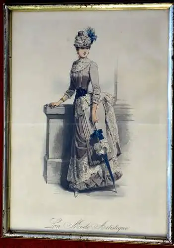 Stahlstich,koloriert, Damenmode, ca 1870.La Mode Artistique