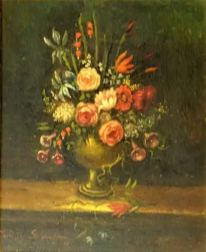 Julius Schmitt, Blumenstrauß, Öl auf Holz,gerahmt