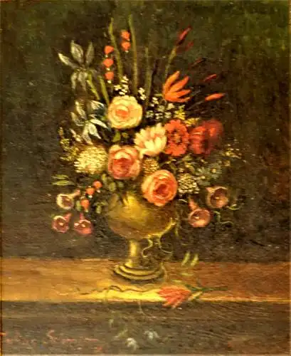 Julius Schmitt, Blumenstrauß, Öl auf Holz,gerahmt