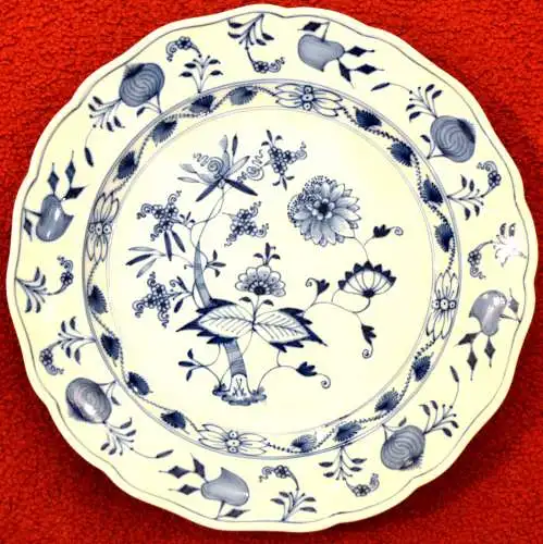 Meissen,Porzellan, Zwiebelmuster, Teller ,blau-weiß, 1.Wahl, Ø 24,7 cm