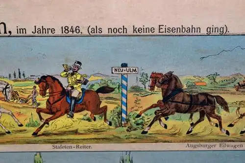 Farb-Lithografie, Thurn u. Taxis`sche  Post in Ulm, ca 1880, Scheiffele Ulm