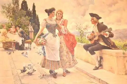 Druck Reproduktion eines klassischem ital.Gemälde von F Andreotti