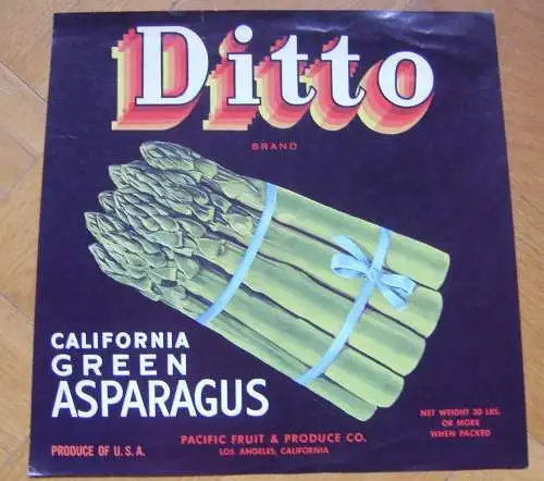 FRUIT / VEGETABLES LABEL Ditto CALIFORNIA GREEN ASPARAGUS