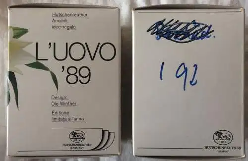 Zwei Ostereier aus Porzellan der Firma HUTSCHENREUTHER 1989 und 1992