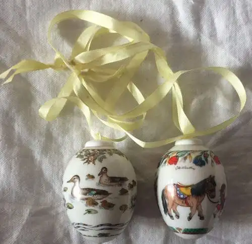 Zwei Ostereier aus Porzellan der Firma HUTSCHENREUTHER 1989 und 1992