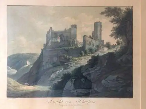 Ansicht von Hohenstein - Aquatinta im Passepartout unter Glas, gerahmt, 19. Jhdt