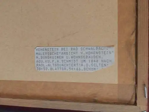 Ansicht von Hohenstein - Aquatinta im Passepartout unter Glas, gerahmt, 19. Jhdt