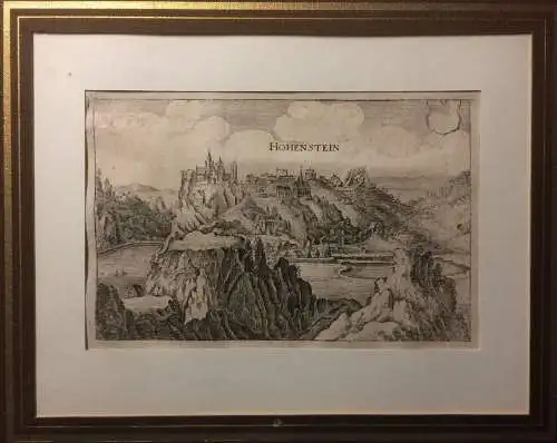 HOHENSTEIN - Original Kupferstich von Matthäus Merian um 1640 im Passepartout