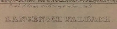 LANGENSCHWALBACH - Original Stahlstich um 1840 im Passepartout unter Glas