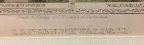 LANGENSCHWALBACH - Colorierter Stahlstich um 1840 im Passepartout unter Glas