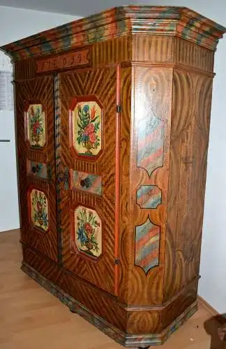 Bauernschrank,bemalt,datiert 1799, 2türig,mit Schlüssel,süddeutsch