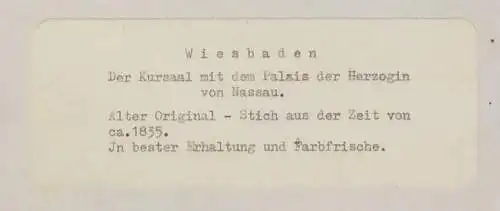 WIESBADEN - Colorierter Stahlstich, ca. 1850, Thümling, J. S. Voddigel