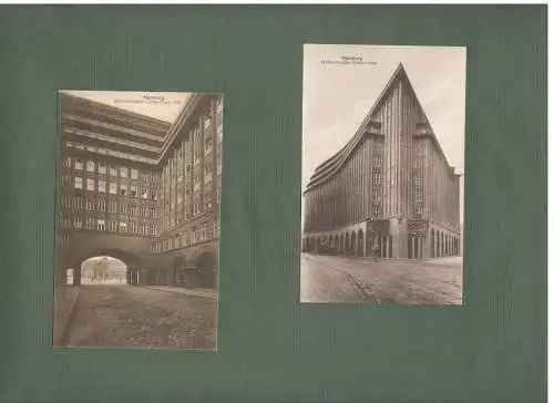 Sehr schönes Postkartenalbum 1920er Jahre mit 71 Ansichtskarten aus Hamburg