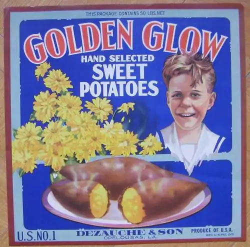 FRUIT / VEGETABLES LABEL GOLDEN GLOW – HAND SELECTED SWEET POTATOES