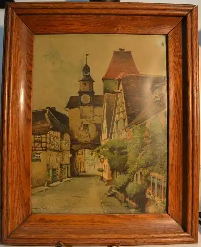 Farblithographie,Hans Prentzel, Rothenburg ob der Tauber,gerahmt