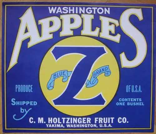 FRUIT / VEGETABLES LABLE WASHINGTON APPLES C. M. HOLTZINGER FRUIT CO.