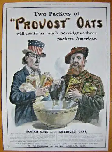 Werbung „PROVOST OATS“ Haferflocken von R. ROBINSON 