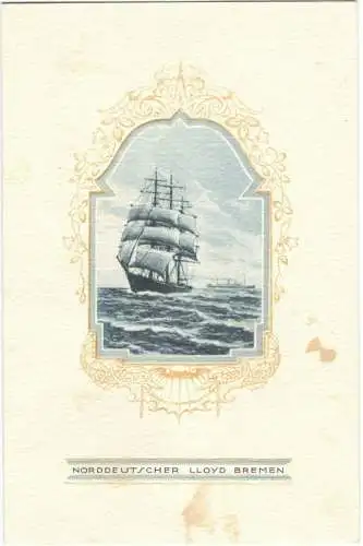 Norddeutscher Lloyd Bremen – Speisekarte für Frühstück und Lunch 