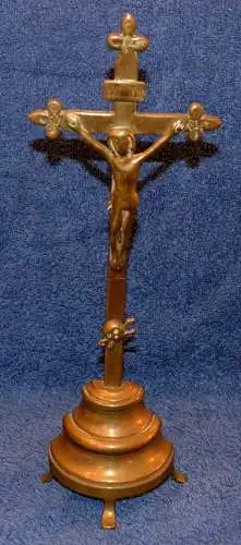 Kruzifix,Messing, Mitte 19.Jhdt,stark berieben, 