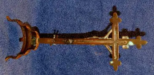 Kruzifix,Messing, Mitte 19.Jhdt,stark berieben, 