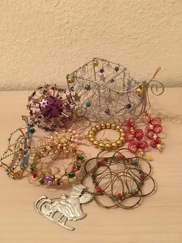 Weihnachtsschmuck, aus Metall, 10 Stück, 20 Jhdt