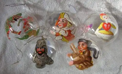 Weihnachtsschmuck   5 handbemalte Christbaumkugeln aus Glas