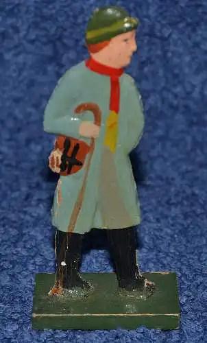 Figur,Laubsägearbeit,Wanderer,polychrom bemalt, wohl um 1930