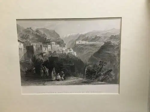 Grafik,Stahlstich, Der El- Kamar und das Schloss von Beteddein ,1840