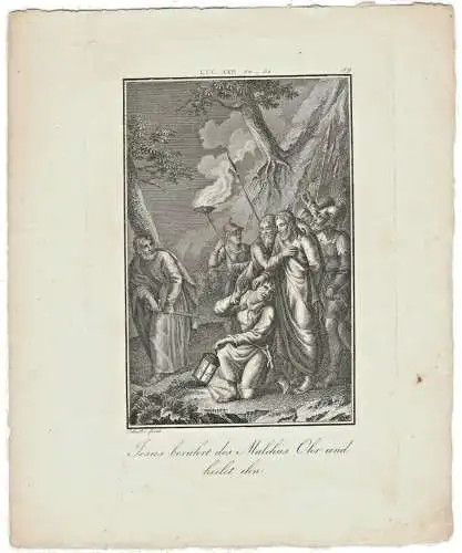 Kupferstich „Jesus berührt des Malchus Ohr“ von Charles Louis Schuler 1810