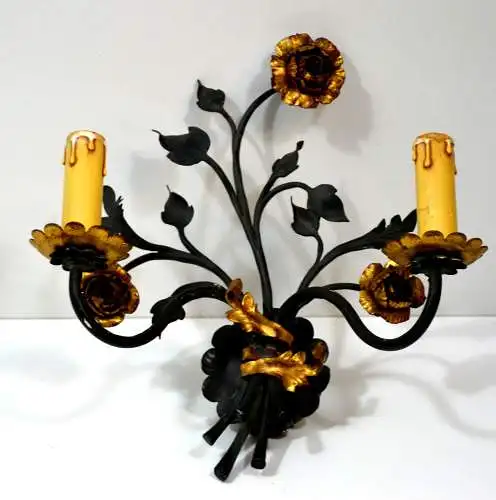 Wandlampe,Eisen,gefasst,zweiarmig