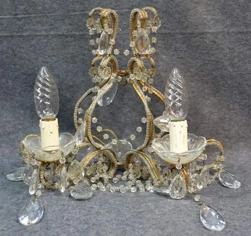 Wandleuchte, Wandlüster, 2 Lampen, Kristallglas, Aufhängung vergoldet