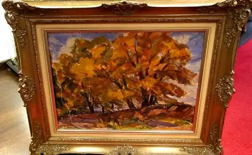   Ölbild,Landschaft mit Bäumen,Emil Thoma,20zigstes Jhdt.verg.Rahmen