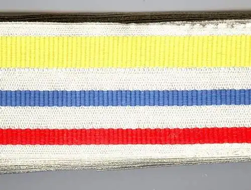 Studentika,Farbenband,5m,unbenützt,Silber,Rot,Silber,Blau,Silber,Gelb,Silbe