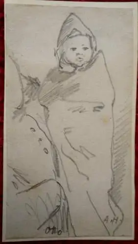 Bleistiftzeichnung,Skizze,August Holmberg,"das Baby Otto"