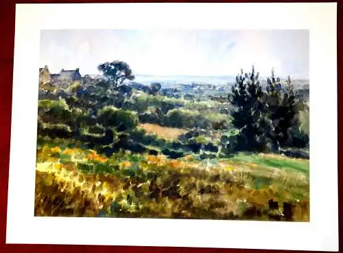 Aquarell,auf Papier,franz? Dorf am Meer,1964,Sign:Wagner,datiert und bezeichnet