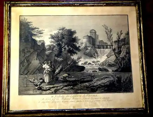 Kupferstich,Giuseppe dall Aqua,  ca. 1770, Veduta dei Contorni di Bajona, 